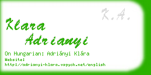 klara adrianyi business card